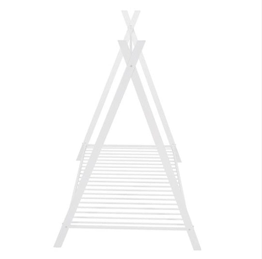 House Bed Tent Bed Frame – Double Size Metal Floor Playhouse for Kids, Boys & Girls – Sturdy Slats, No Box Spring Needed, Safe & Fun Design (White)