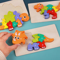 Number Matching Wooden 3D Dinosaur Puzzles – Educational Toy for Kids Aged 4-6, Enhances Cognitive Development and Fine Motor Skills