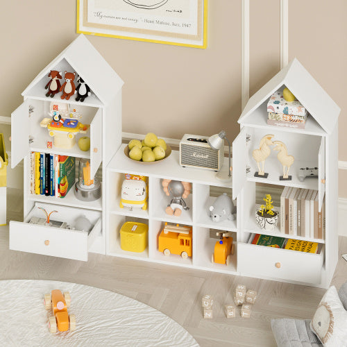 Versatile Children's Bookshelf with House-Shaped Design – Multi-Functional Storage Organizer for Books and Toys, Adjustable Placement, Durable MDF Construction, Easy Assembly, Safe for Kids