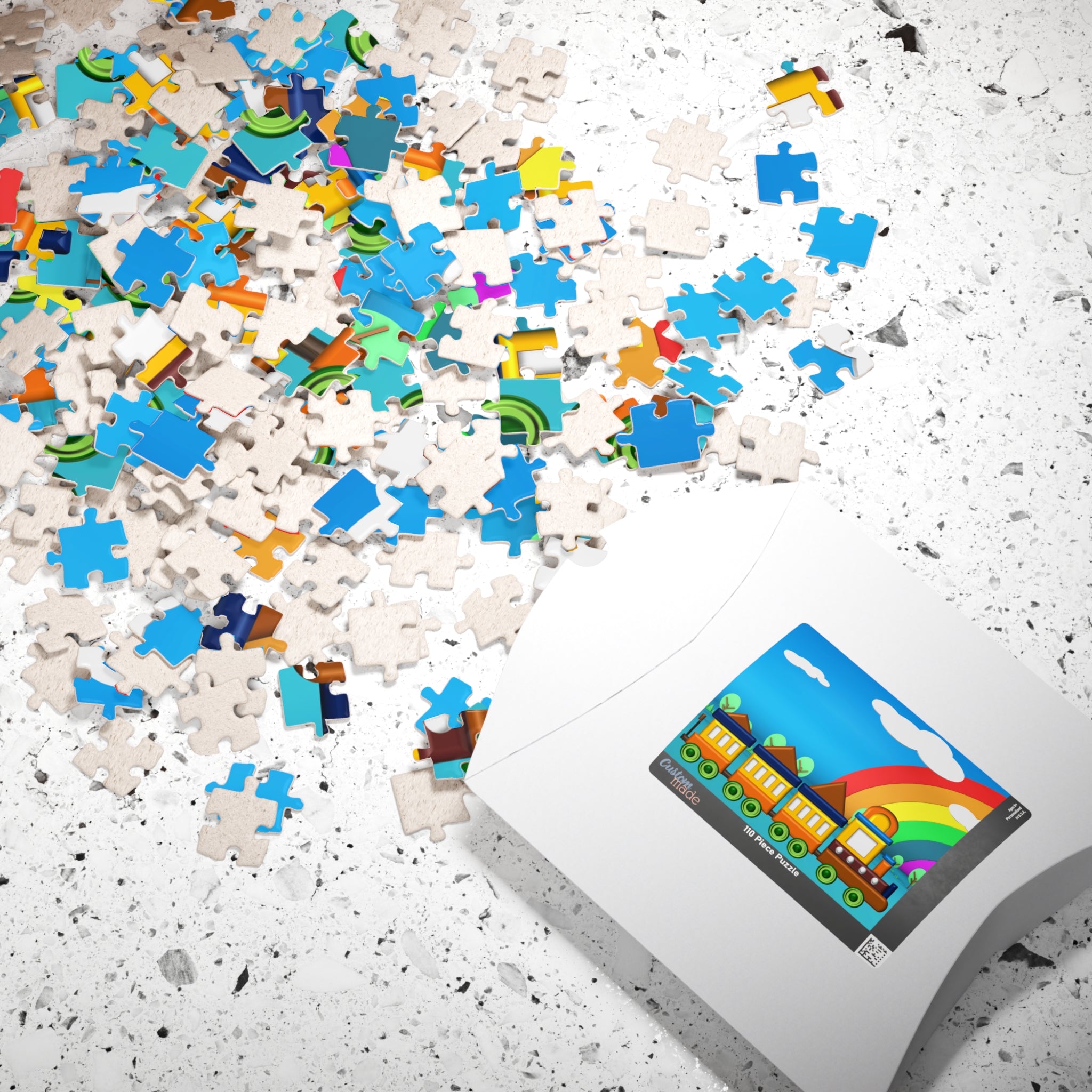 Colorful Train Puzzle - 110 Piece Set for Kids and Family Fun