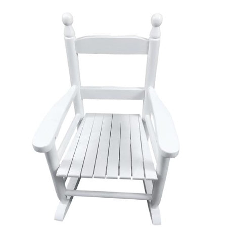 Children's White Wooden Rocking Chair – Solid Poplar Wood, Indoor/Outdoor Use