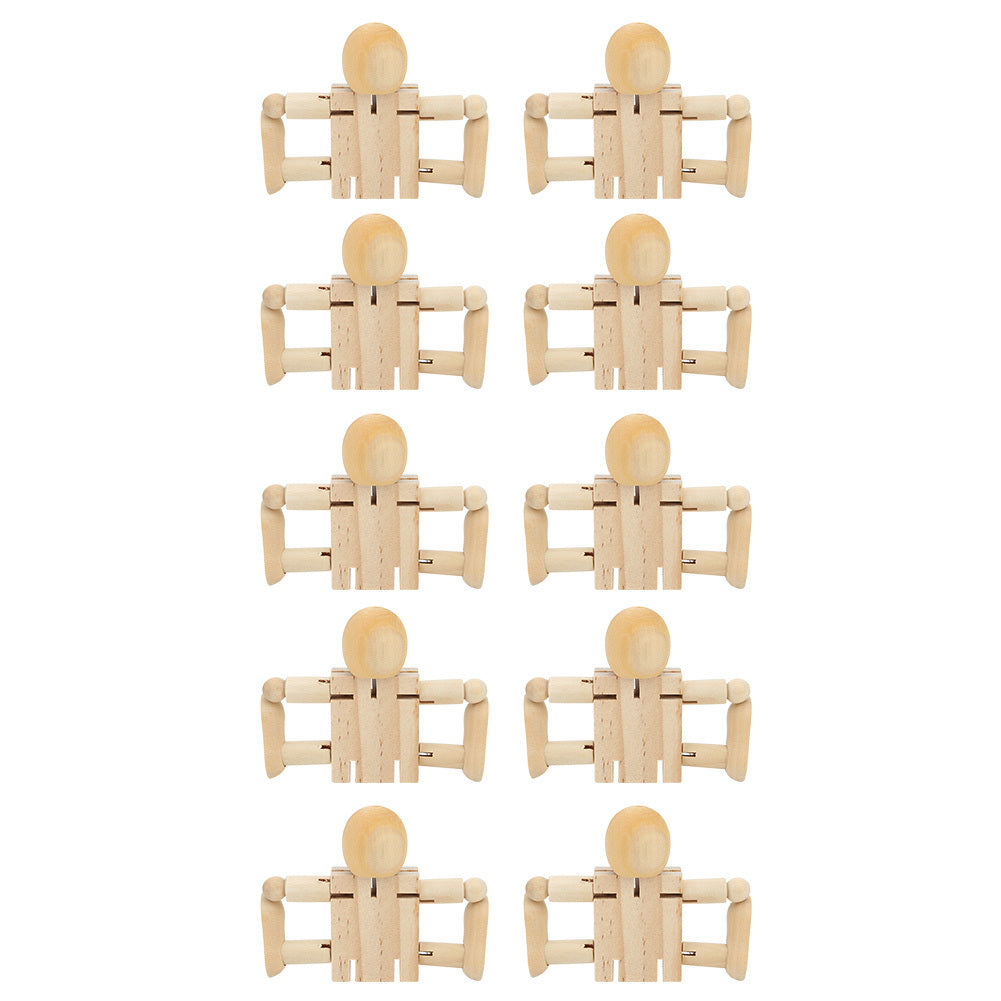 Wooden Jointed Robot Figures - DIY Painting Crafts & Desk Toy for Kids & Adults - Flexible Wooden Robots for Home Decor & Creative Play (Set of 10)