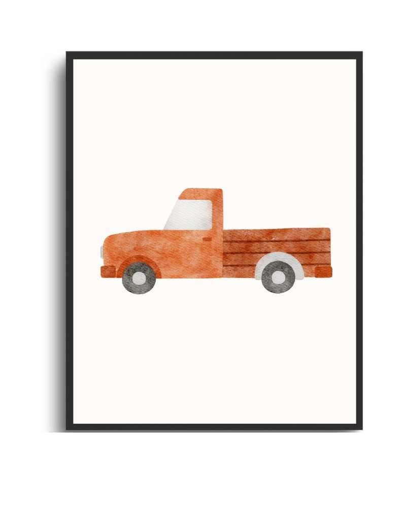 Rustic Truck Framed Print - Colorful Farmhouse Decor Semi Glossy Black