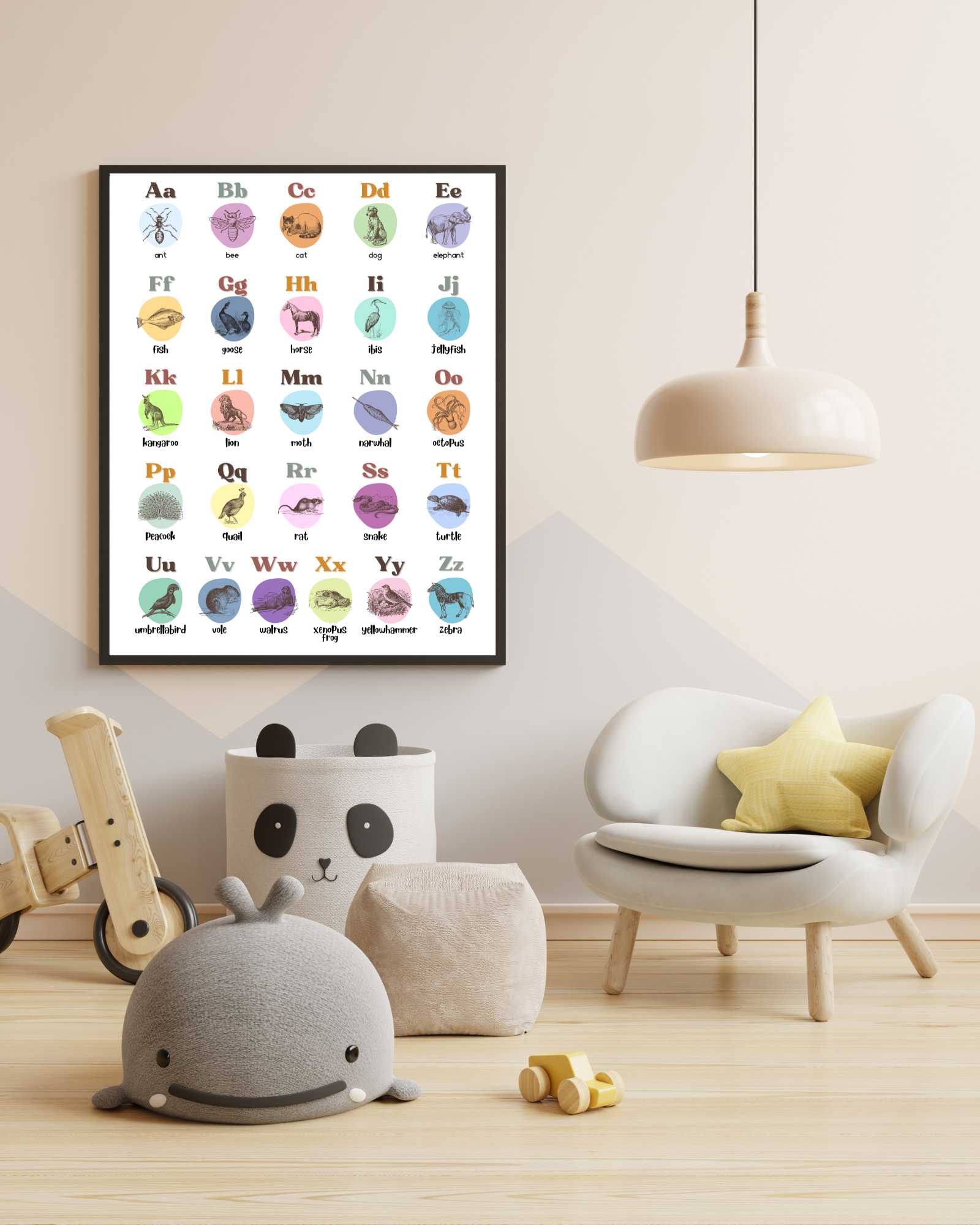 Colorful Animal Alphabet Framed Print - Educational Wall Art for Kids