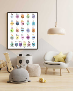 Colorful Animal Alphabet Framed Print - Educational Wall Art for Kids