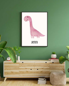 Personalized Dinosaur Framed Print - Cute Children's Wall Art