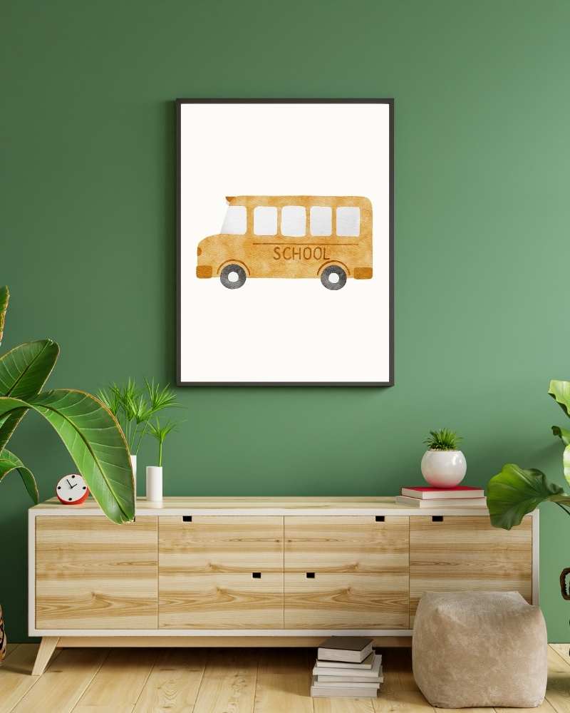 School Bus Framed Print - Ideal Classroom & Kids' Room Decor