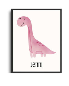 Personalized Dinosaur Framed Print - Cute Children's Wall Art Semi Glossy Black