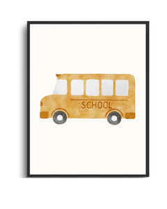 School Bus Framed Print - Ideal Classroom & Kids' Room Decor Semi Glossy Black