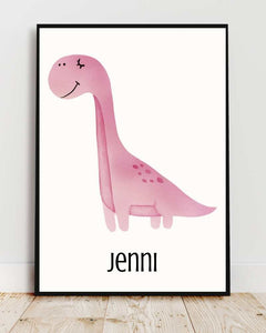 Personalized Dinosaur Framed Print - Cute Children's Wall Art
