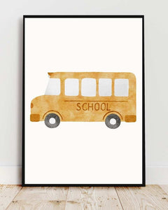 School Bus Framed Print - Ideal Classroom & Kids' Room Decor