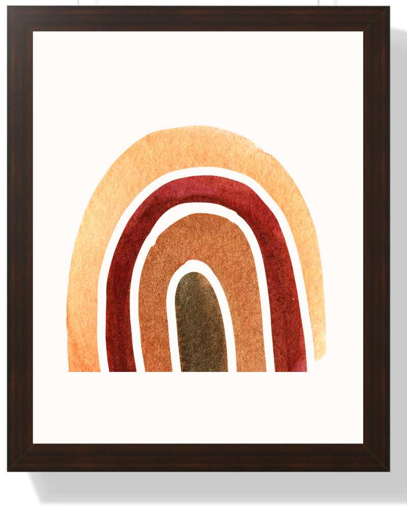 Boho Rainbow Framed Print - Multi-Color Wall Art for Cozy Spaces Semi Glossy Brown