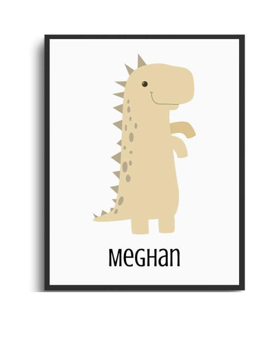Custom Dinosaur Framed Print for Kids - Whimsical Multi-Color Decor Semi Glossy Black