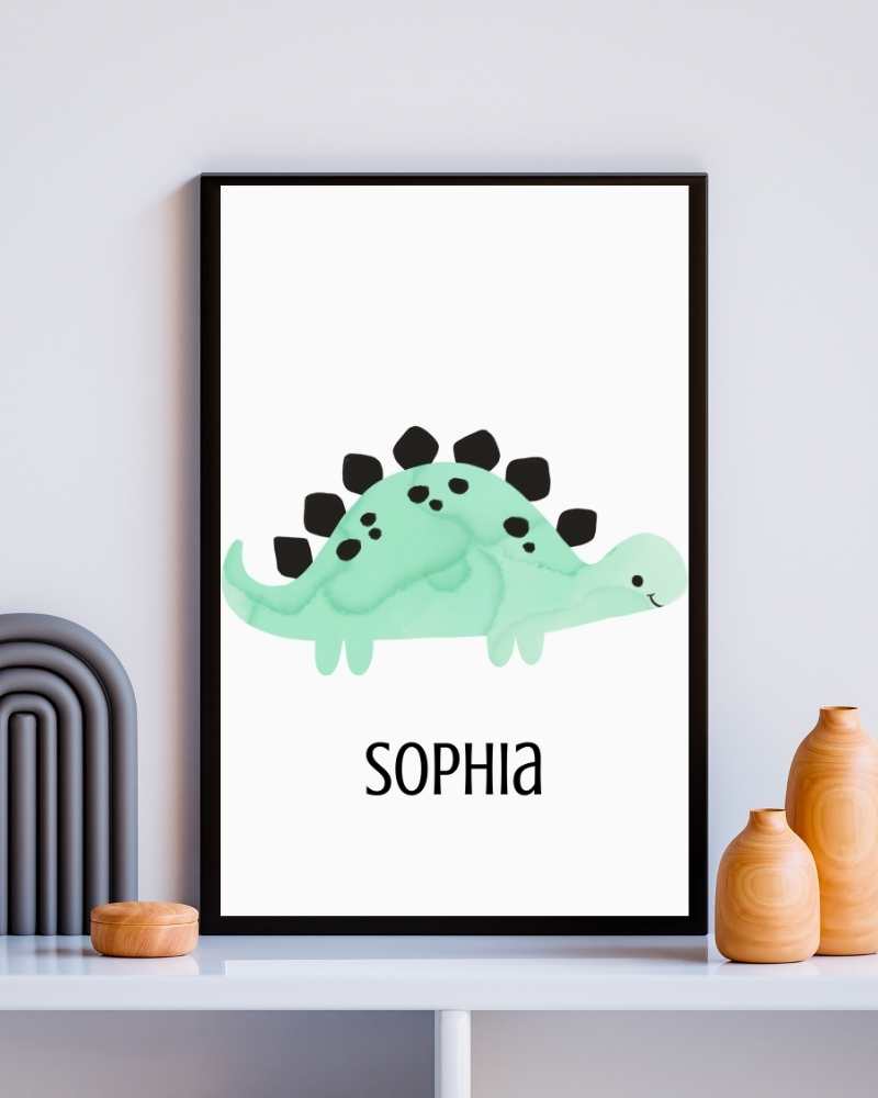 Custom Dinosaur Framed Print - Personalized Art for Kids' Room
