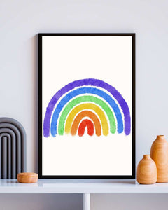 Colorful Rainbow Framed Print - Bright Wall Art for Kids' Room and Celebrations