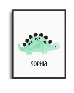 Custom Dinosaur Framed Print - Personalized Art for Kids' Room Semi Glossy Black