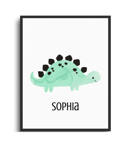 Custom Dinosaur Framed Print - Personalized Art for Kids' Room Semi Glossy Black