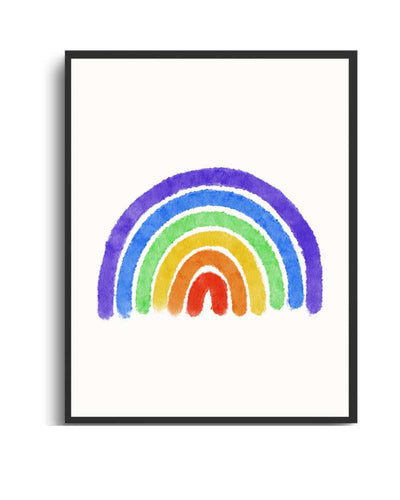 Colorful Rainbow Framed Print - Bright Wall Art for Kids' Room and Celebrations Semi Glossy Black