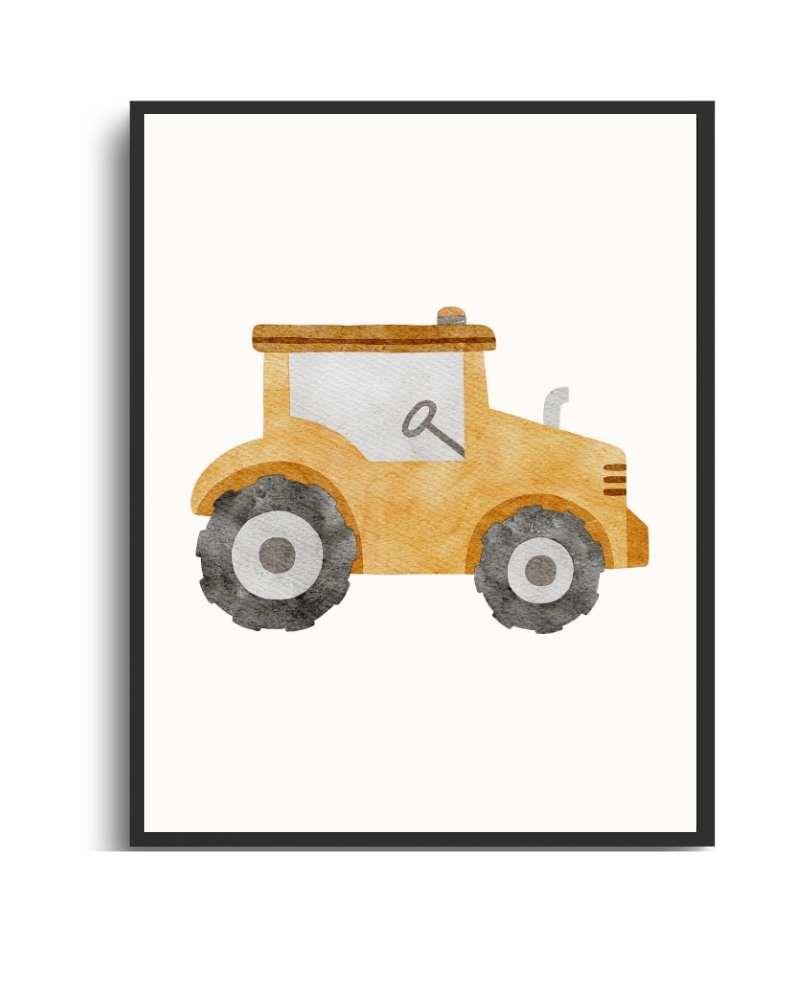 Tractor Framed Print - Perfect Nursery Decor Semi Glossy Black