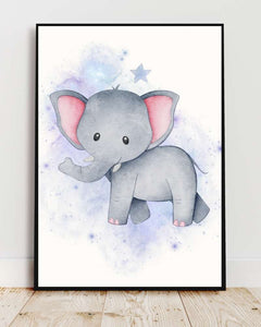 Whimsical Elephant Framed Print - Multi-Color Nursery Art