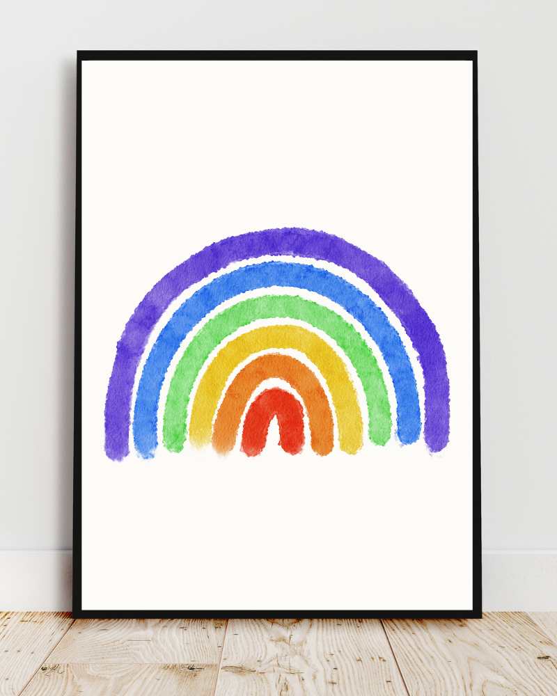 Colorful Rainbow Framed Print - Bright Wall Art for Kids' Room and Celebrations