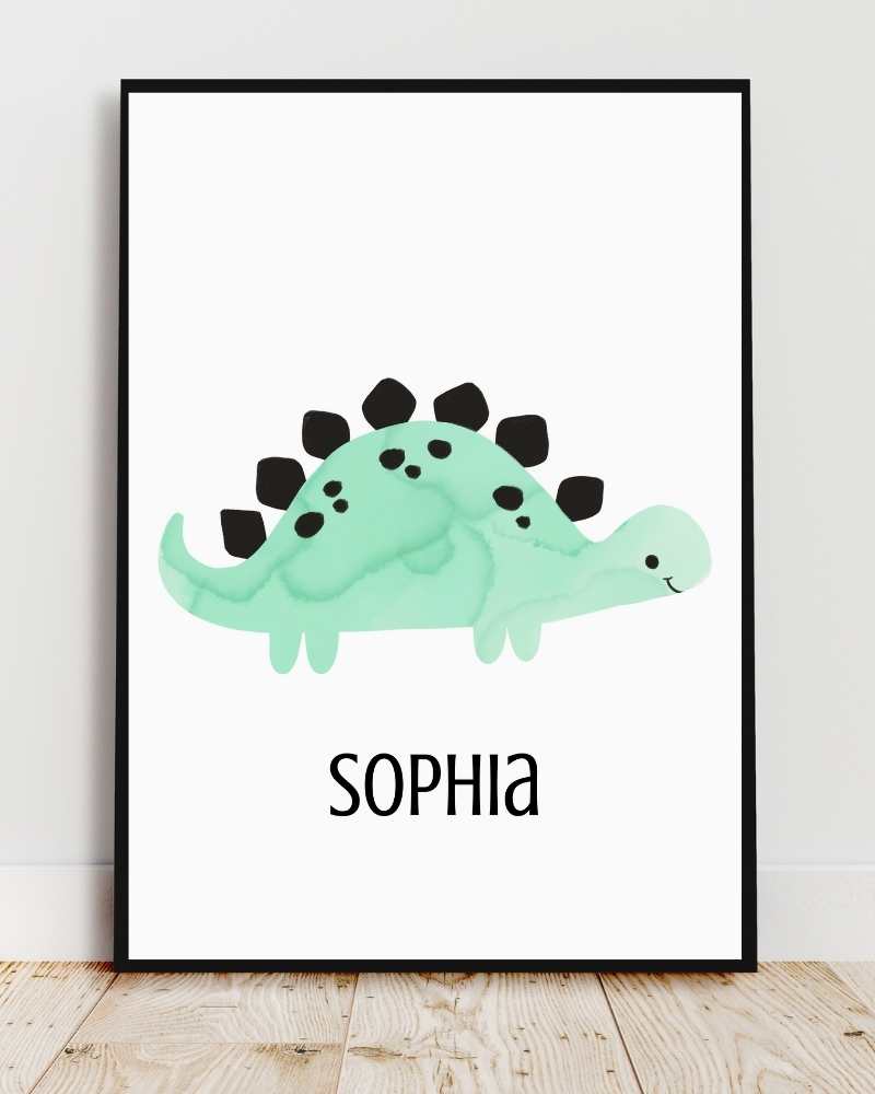 Custom Dinosaur Framed Print - Personalized Art for Kids' Room