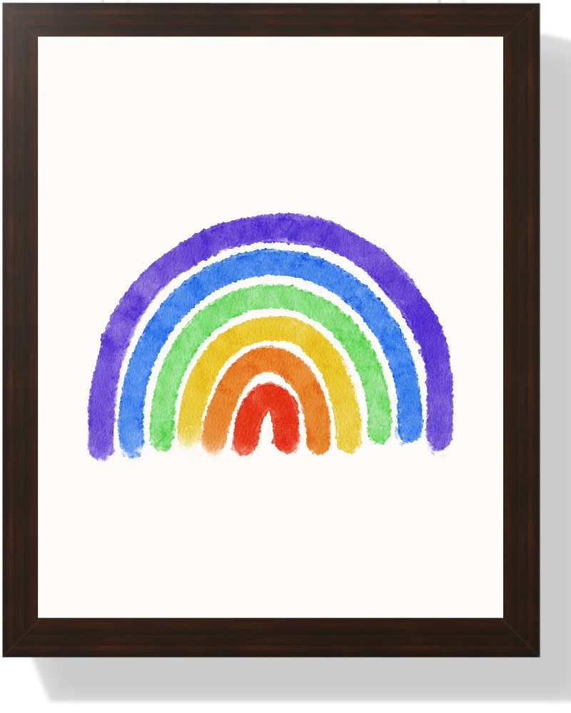 Colorful Rainbow Framed Print - Bright Wall Art for Kids' Room and Celebrations Semi Glossy Brown