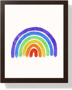 Colorful Rainbow Framed Print - Bright Wall Art for Kids' Room and Celebrations Semi Glossy Brown