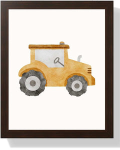 Tractor Framed Print - Perfect Nursery Decor Semi Glossy Brown