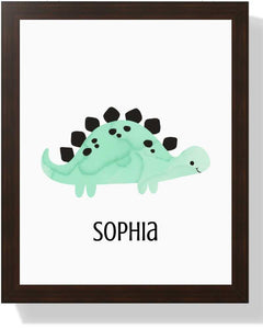 Custom Dinosaur Framed Print - Personalized Art for Kids' Room Semi Glossy Brown