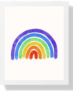 Colorful Rainbow Framed Print - Bright Wall Art for Kids' Room and Celebrations Semi Glossy White