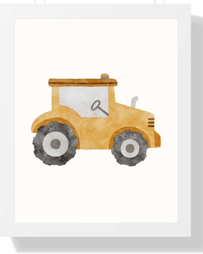 Tractor Framed Print - Perfect Nursery Decor Semi Glossy White