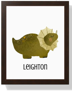 Dinosaur Framed Print for Kids' Rooms Semi Glossy Brown