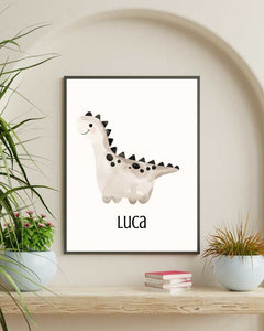 Personalized Dino Framed Print for Kids – Cute, Colorful Wall Art