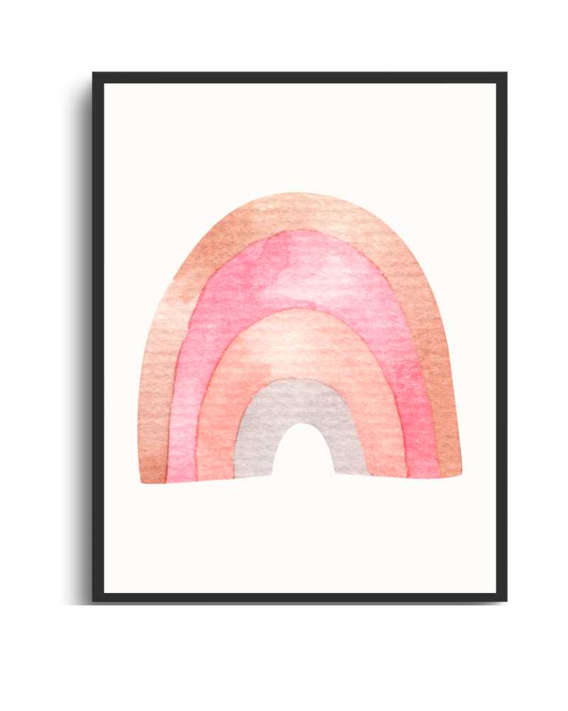 Boho Rainbow Framed Printer - Multi-Color Wall Art for Home Decor Semi Glossy Black