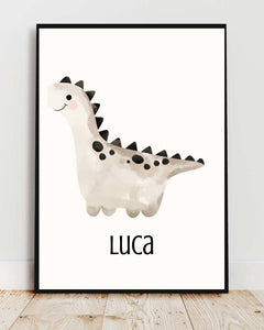 Personalized Dino Framed Print for Kids – Cute, Colorful Wall Art