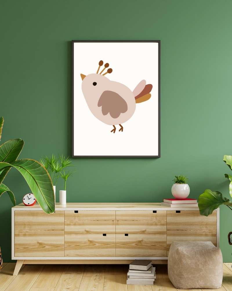 Cute Bird Framed Print - Multi-Color Wall Art for Kids' Room