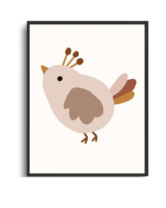 Cute Bird Framed Print - Multi-Color Wall Art for Kids' Room Semi Glossy Black