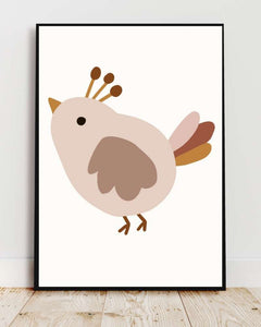 Cute Bird Framed Print - Multi-Color Wall Art for Kids' Room