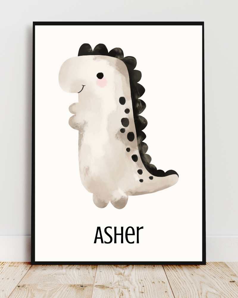 Framed Dino Print for Kids - Personalized Gift