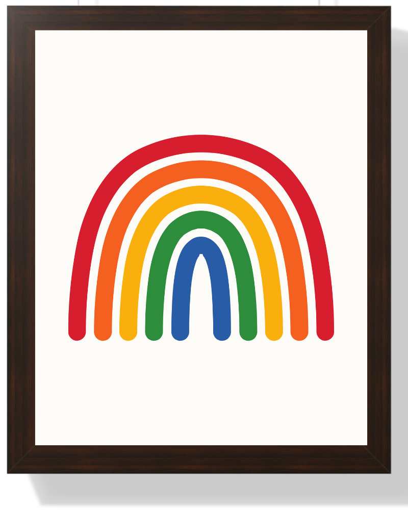 Vibrant Rainbow Framed Print - Colorful Wall Art for Kids and Playrooms Semi Glossy Brown