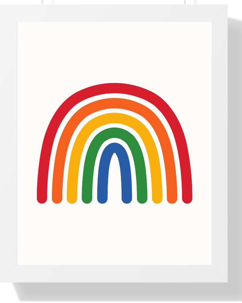 Vibrant Rainbow Framed Print - Colorful Wall Art for Kids and Playrooms Semi Glossy White