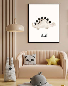 Personalized Dino Framed Print for Kids - Cute Wall Art