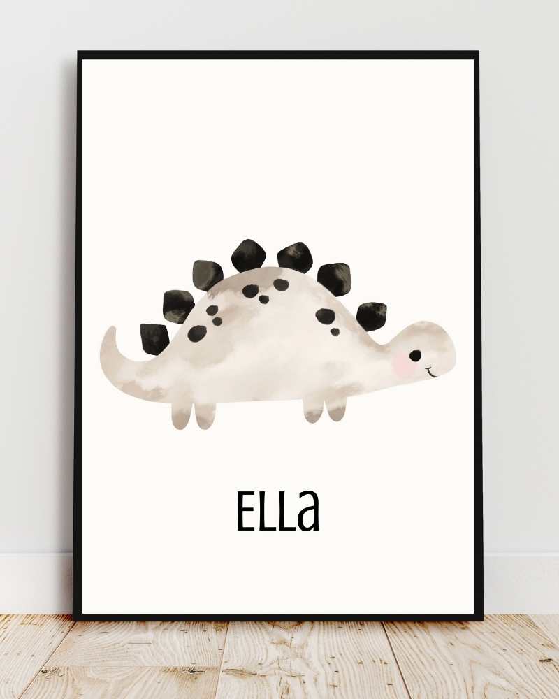 Personalized Dino Framed Print for Kids - Cute Wall Art