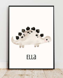 Personalized Dino Framed Print for Kids - Cute Wall Art