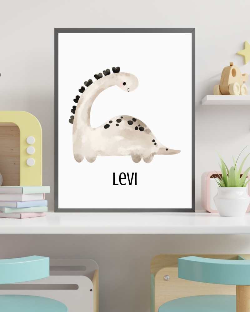 Dinosaur Framed Print - 'Levi' for Kids' Room Decor