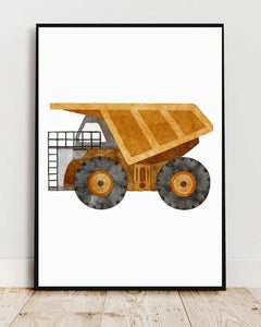 Dump Truck Framed Print - Colorful Art for Kids' Rooms