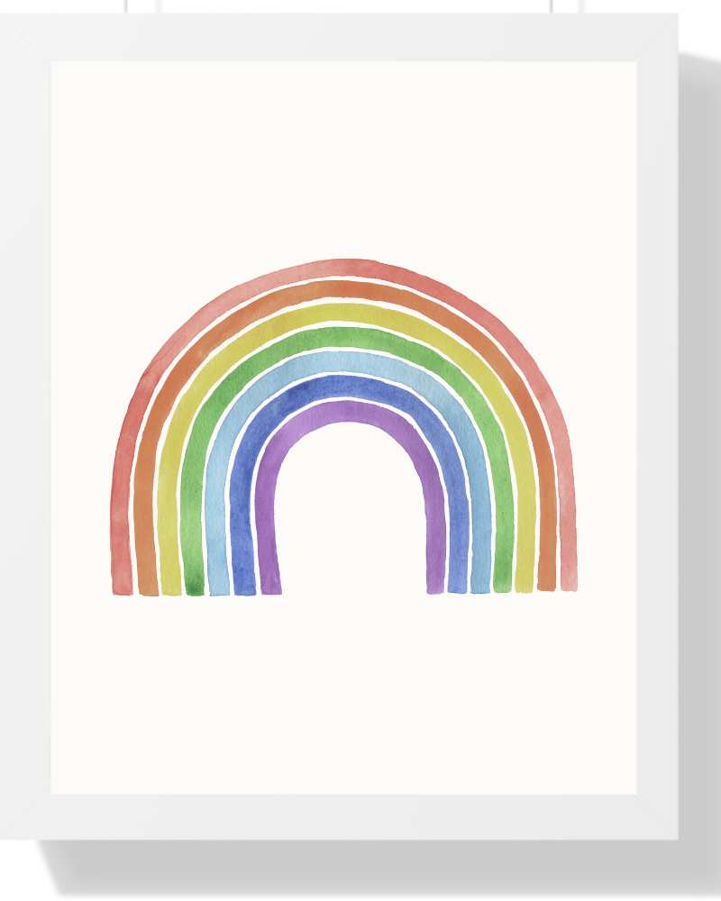 Vibrant Rainbow Framed Print - Colorful Wall Art for Kids' Rooms Semi Glossy White