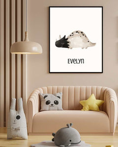 Personalized Dino Framed Print for Kids' Room