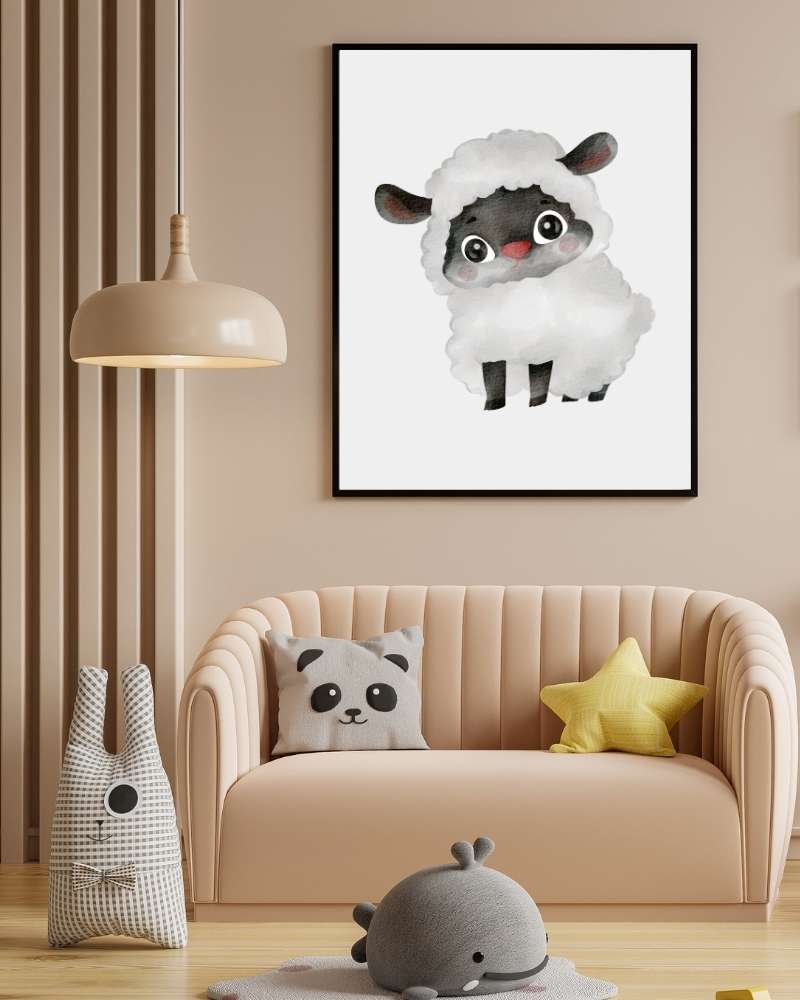 Sheep Framed Print - Cheerful Nursery Wall Art